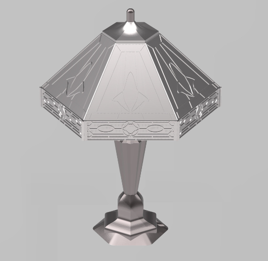 Digital STL Dollhouse Miniature Tiffany Style Lamp (Hexagonal) Files for 3D Printing in 1:12 Scale